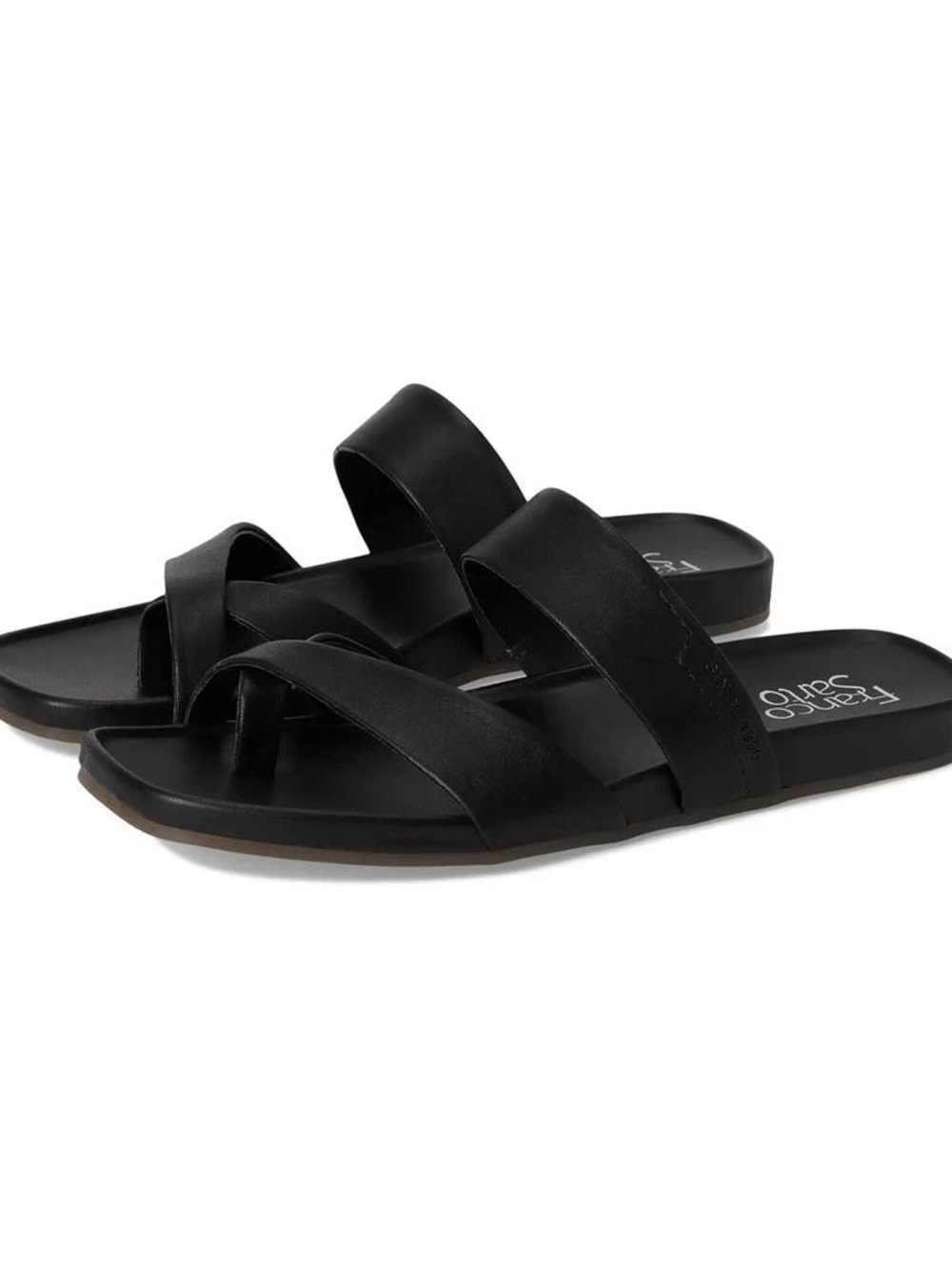 Franco Sarto Black Leather Slide Sandals